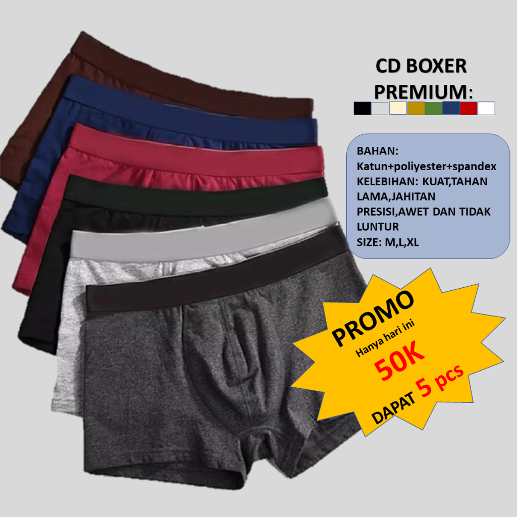 BOXER PRIA CD LAKI LAKI LEMBARAN POLOS MEN