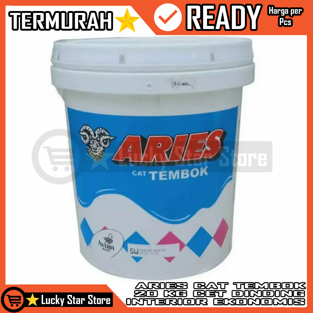 CAT TEMBOK ARIES AVIAN 20 KG CET DINDING INTERIOR PLAFON GRC GYPSUM EKONOMIS DALAM RUMAH PLAMIR PELAMIR ACIAN PORI LUBANG RETAK PELAPIS PELAFON PLAPON BETON AVITEX 20KG GALON KALENG PAIL PEL