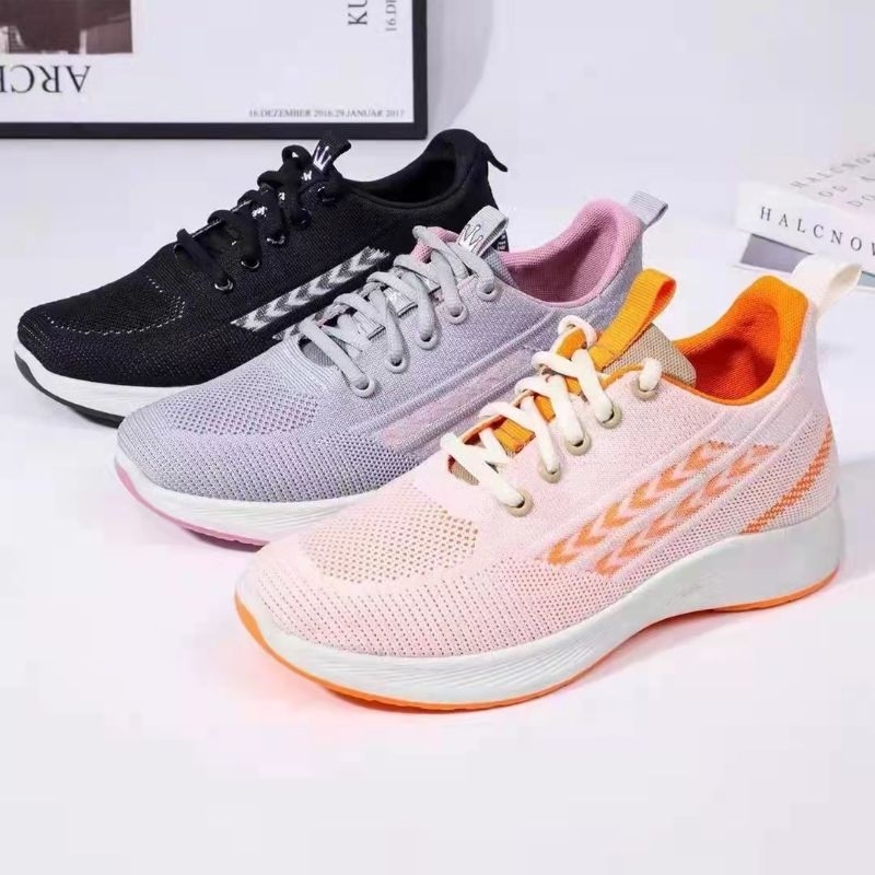 { EJ} Sepatu Olahraga wanita Rajut Sneakers Warna warni