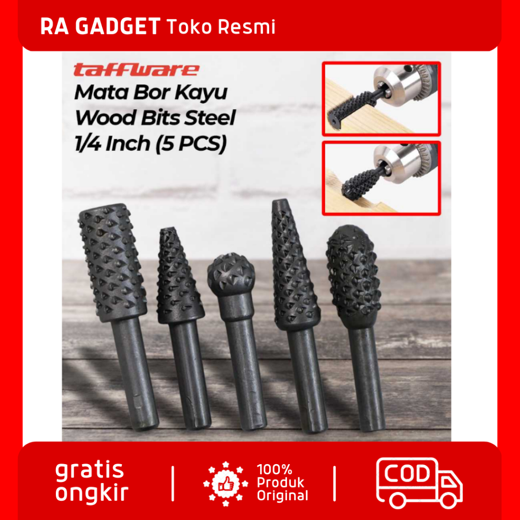 Mata Bor Kayu Wood Bits Steel 1/4 Inch 5 PCS / Mata Bor Pembolong Pelubang Lubang Pelobang Ukir Peng
