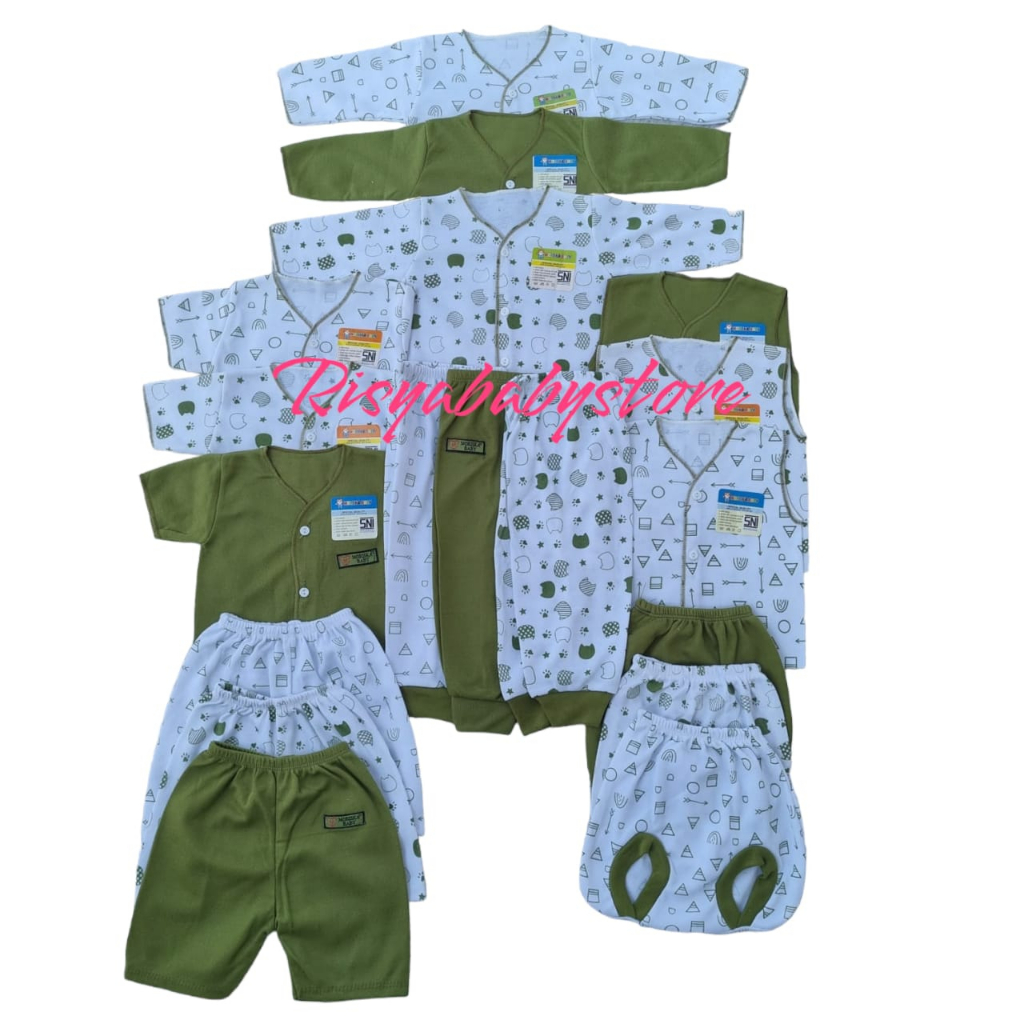 Paket baju bayi seri olive 18 pcs Set baju lengan pendek setelan baju bayi lengan panjang newborn