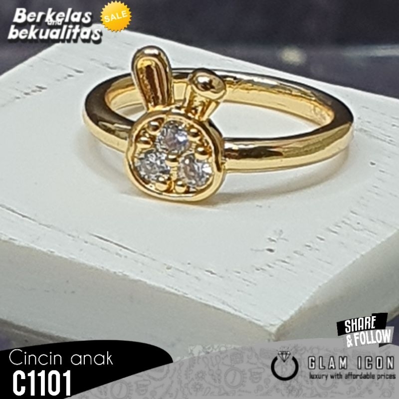 Cincin anak motif kelinci tiga mata cute C1101 CAG