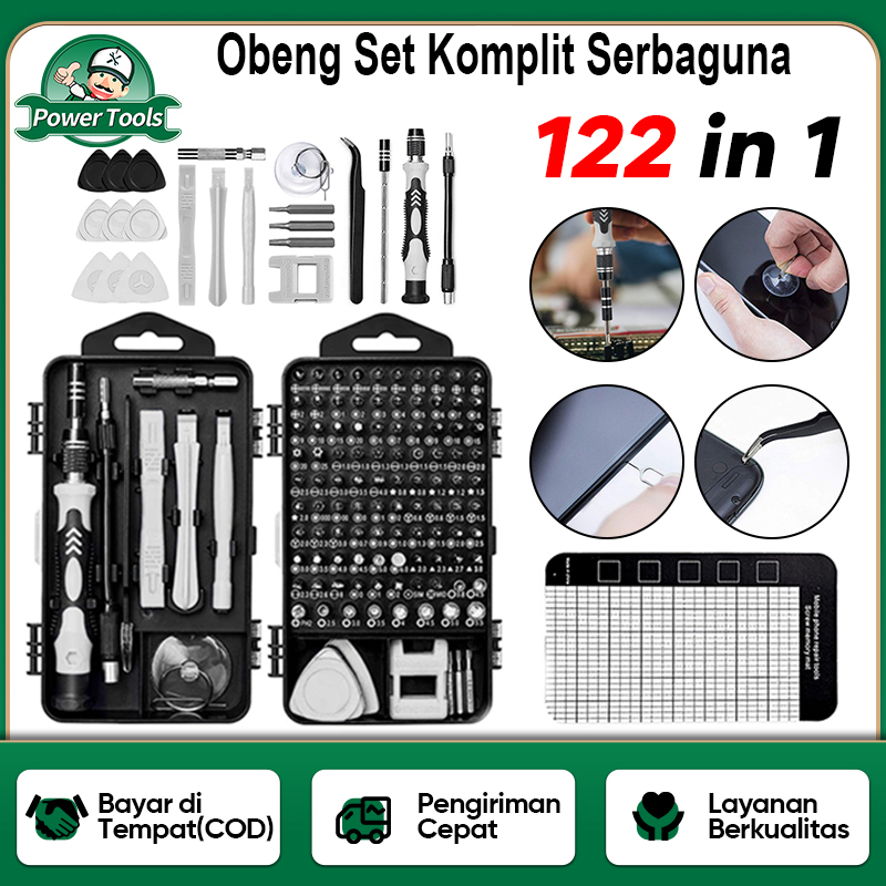 ISKU Obeng Set 122 in 1 Obeng HP Multifungsi Alat Bongkar Mini Precision Magnetic Screwdriver Obeng Set Komplit Serbaguna HP Laptop Reparasi