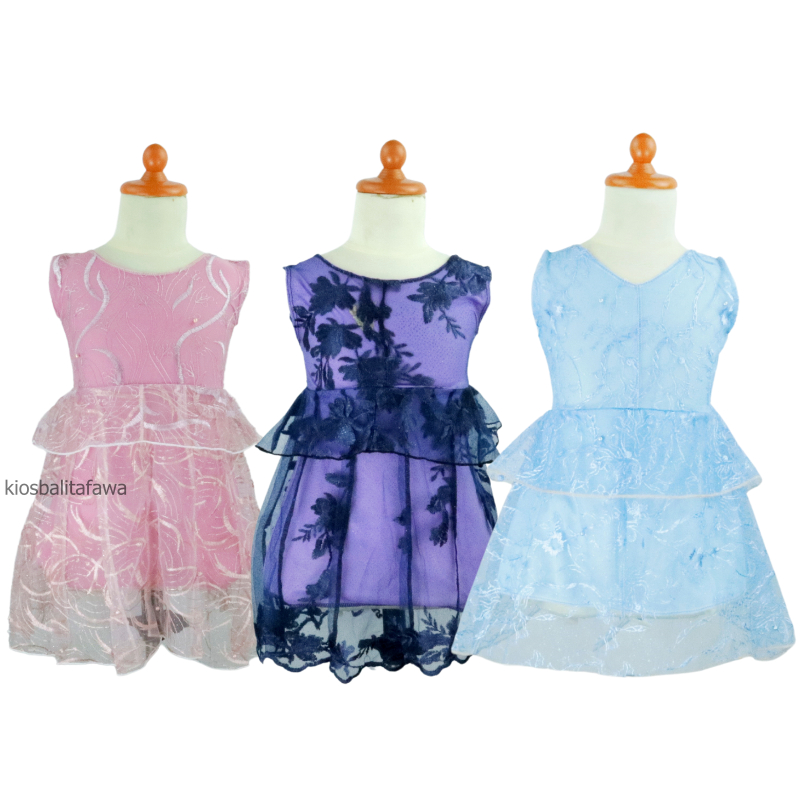 Dress Inara Bayi 3-12 Bulan / Dres Brukat Anak Perempuan Kondangan Baju Kensi Premium Gaun Pesta Murah