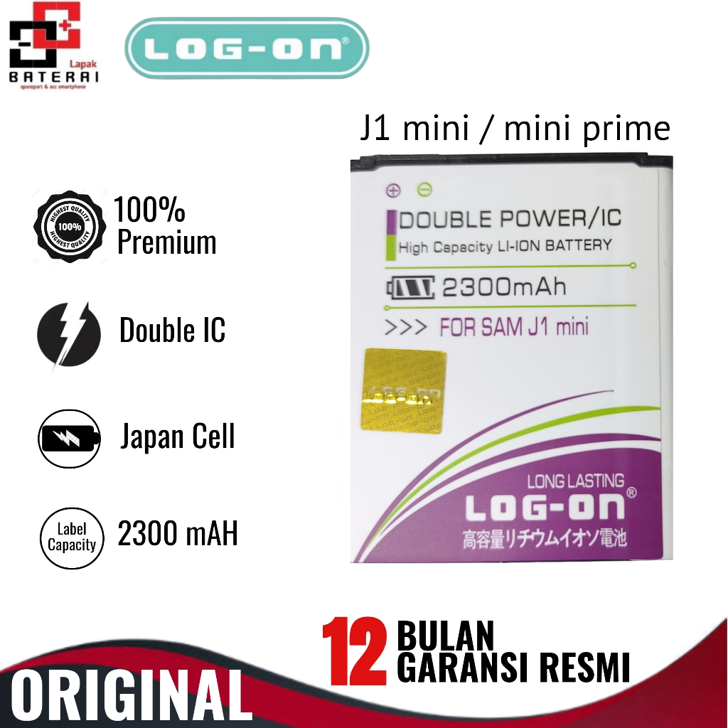 LOG - ON Baterai Samsung J1 Mini J105 Double IC Protection Battery Batre