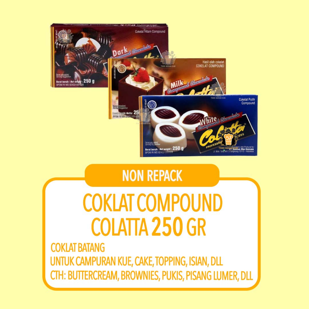 

COKLAT COMPOUND COLATTA DARK, MILK, WHITE 250GR