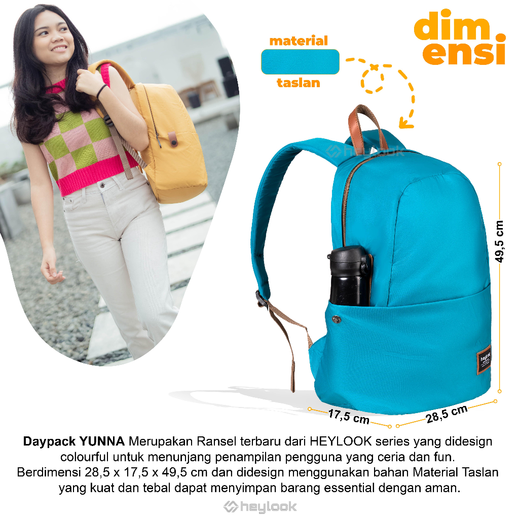 HEYLOOK Project - Tas Ransel YUNNA Water Resist Tas Laptop Tas Sekolah Pria Wanita