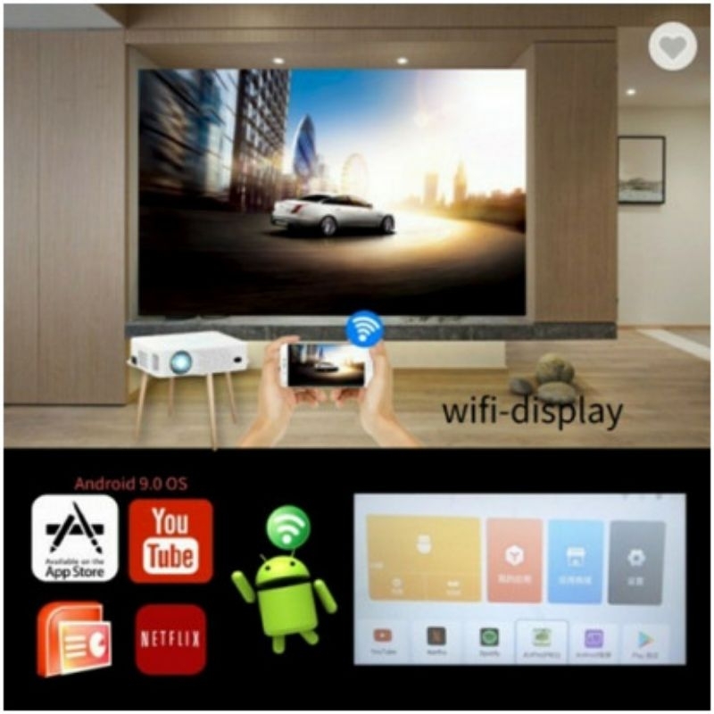 Proyektor Android 1080P Smart Proyektor T21 Android LCD 3000 Lumens