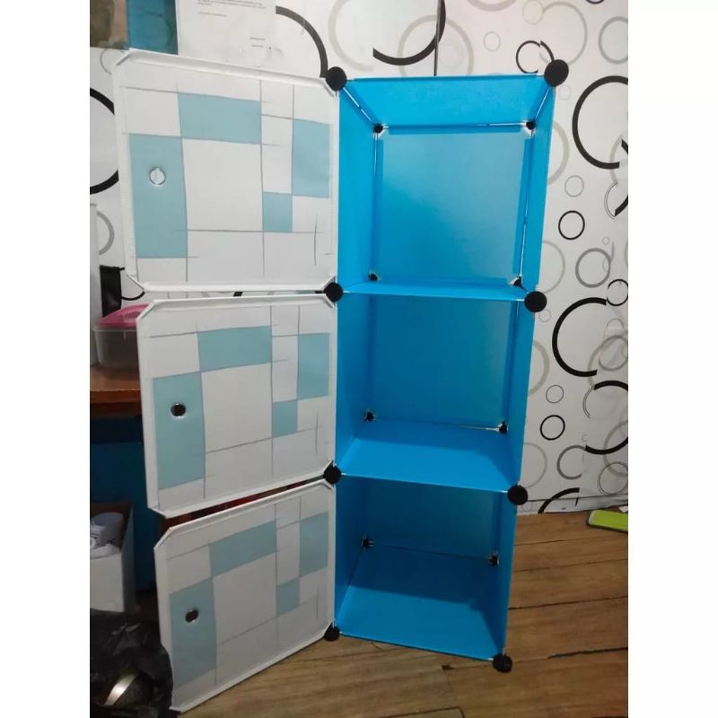 AN  - lemari 3 susun serbaguna lemari buku lemari plastik tempat baju buku serbaguna lemari 1x3
