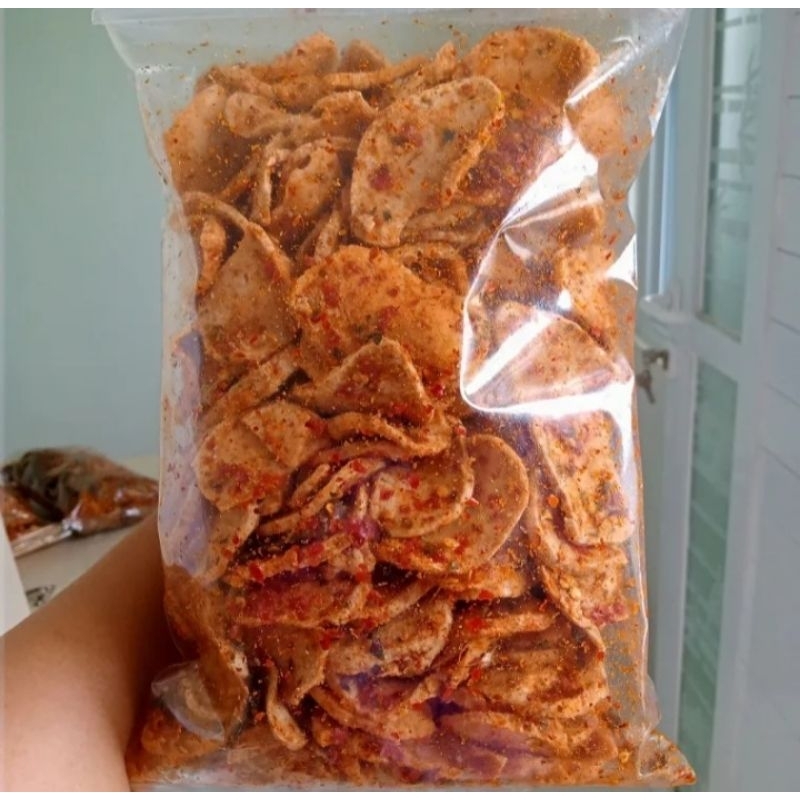 

Basreng pedas daun jeruk bentuk koin ½kg