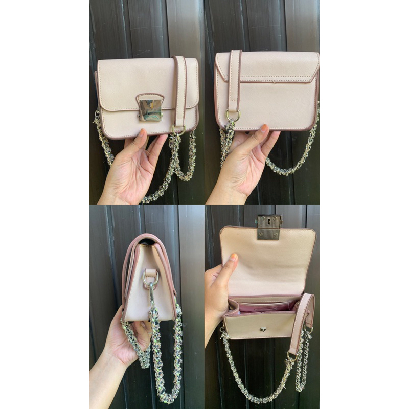 Preloved tas zara baby pink detail cek video