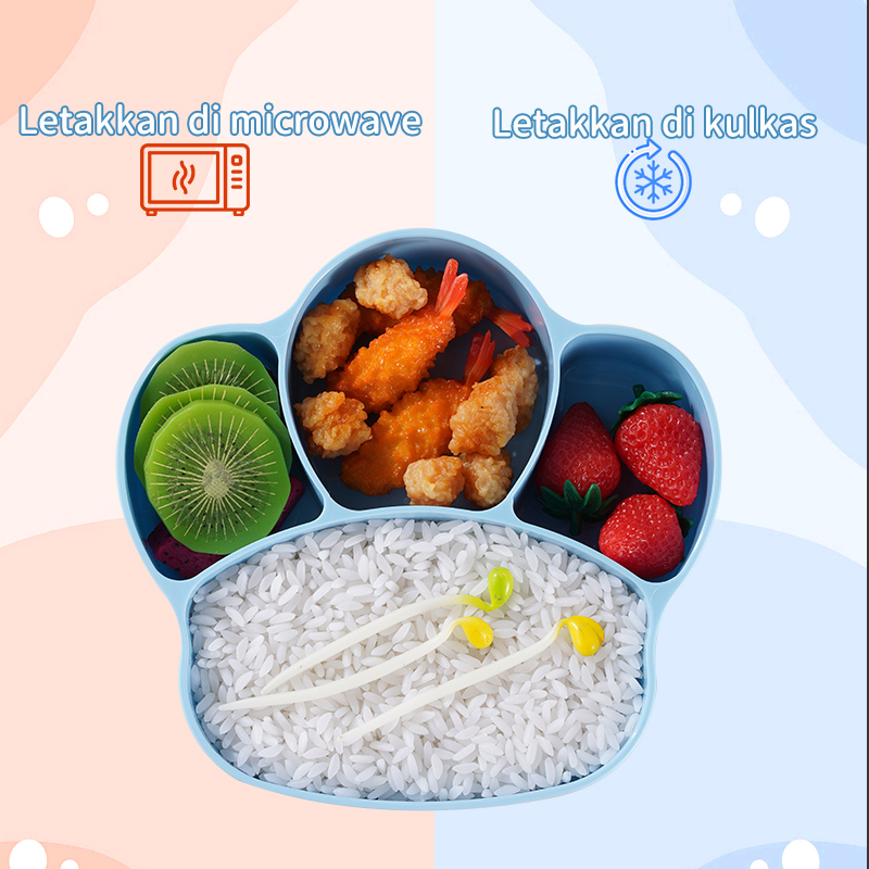 Letyeah &amp; Kaizenliving Piring Makan Anak Anti Slip Set Tempat Makan Anak stiker gratis Mangkuk Makan Bayi