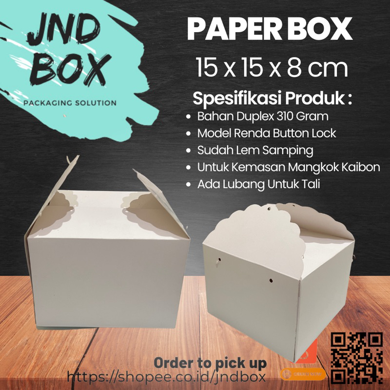 Paperbox Kemasan Mangkok Duatone / Kaibon 15 x 15 x 8 cm Model Renda (Min Order 5 Pcs)