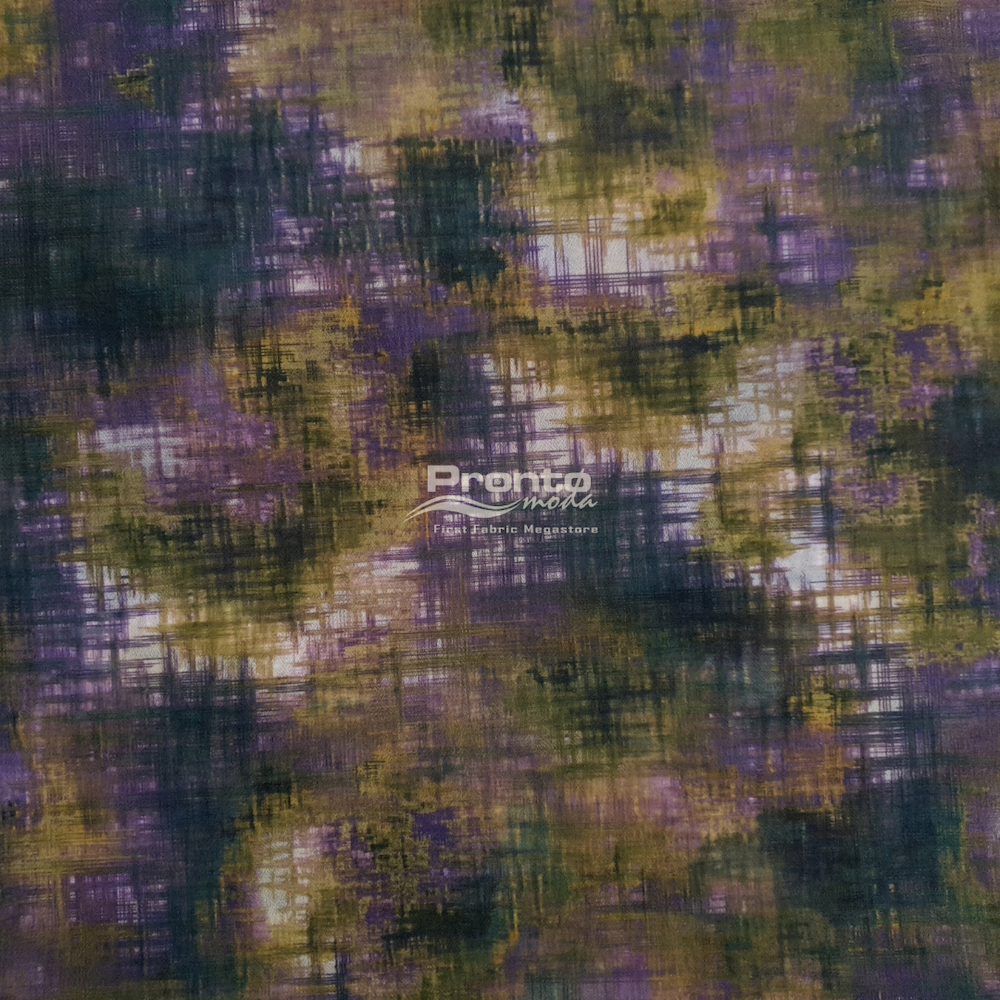 Stretch Tulle Purple Green Motif Tie Dye