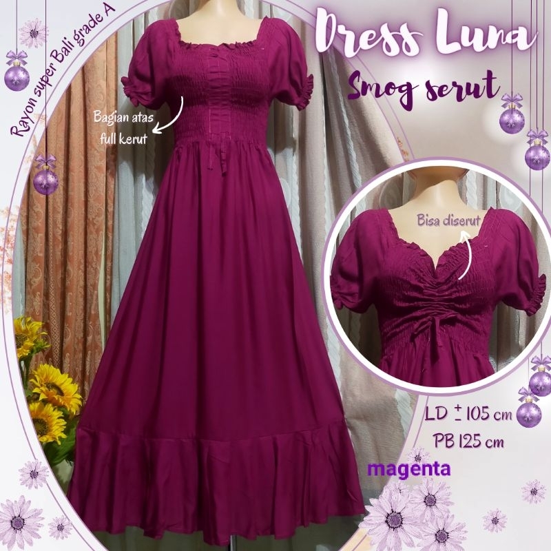 Dress Luna //Dress kerut Luna panjang //Dress Smog Luna //Kerut Luna Panjang //Dress Luna Kerut