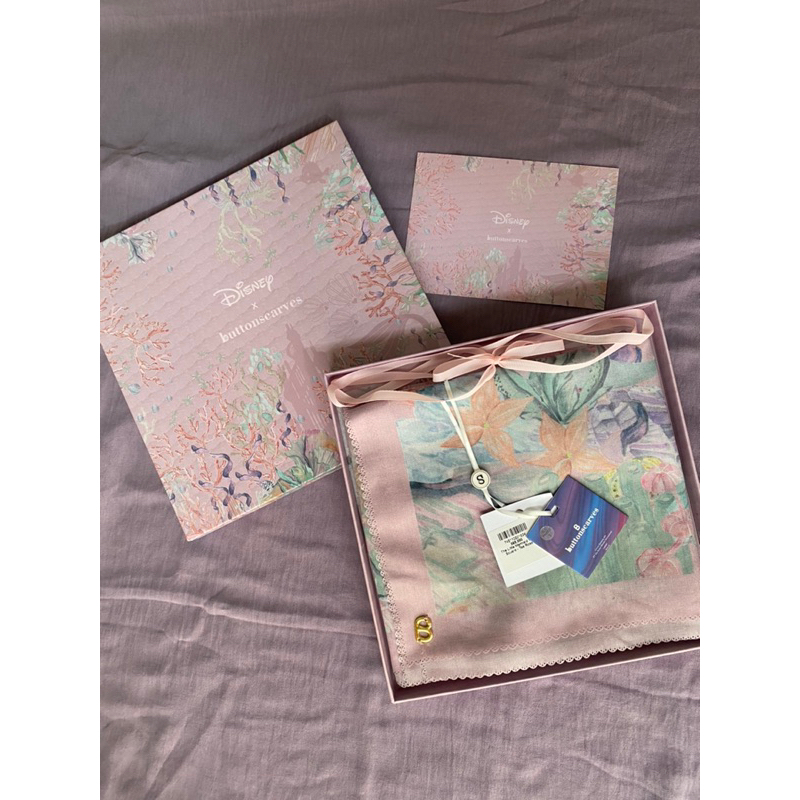 Buttonscarves The Little Mermaid Scarf Buttonscarves x Disney Voal Square Scarf - Tea Rose