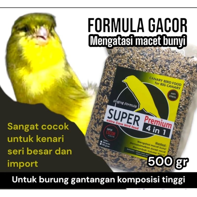 Pakan Kenari Gacor Macet Bunyi SUPER PREMIUM exCor Khusus Kenari Seri Besar - 500gram