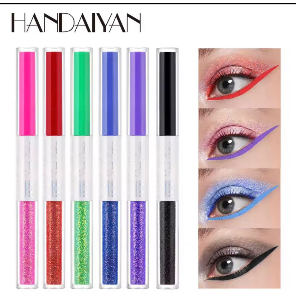 2 IN 1 EYELINER EYESHADOW 2IN1 HANDAIYAN LIQUID EYELINER EYESHADOW GLITTER MATTE TAHAN LAMA