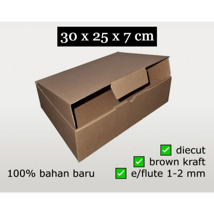 

CORRUGATED BOX / KARDUS / MAILER diecut brown kraft e/flute mm 30x25x7 cm
