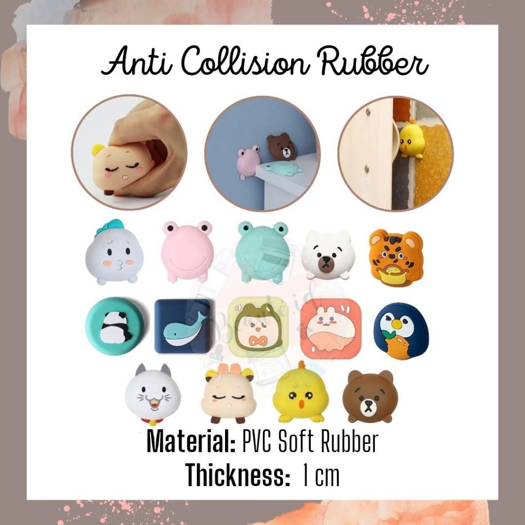 [1 PCS] Bumper Penahan Pintu Rumah Untuk Pengaman Bayi Bahan Silikon Lucu Model Kartun Awan Karakter Penahan Benturan Tabrak Dinding Kamar Lemari Tutupan Kloset Anti-collision Pad Silicone