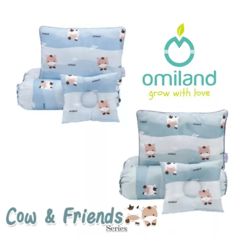 Omiland Bantal Guling Bayi Set Peang Cow &amp; Friends Series Bahan Halus Tidak Berbulu - OB 37251-2