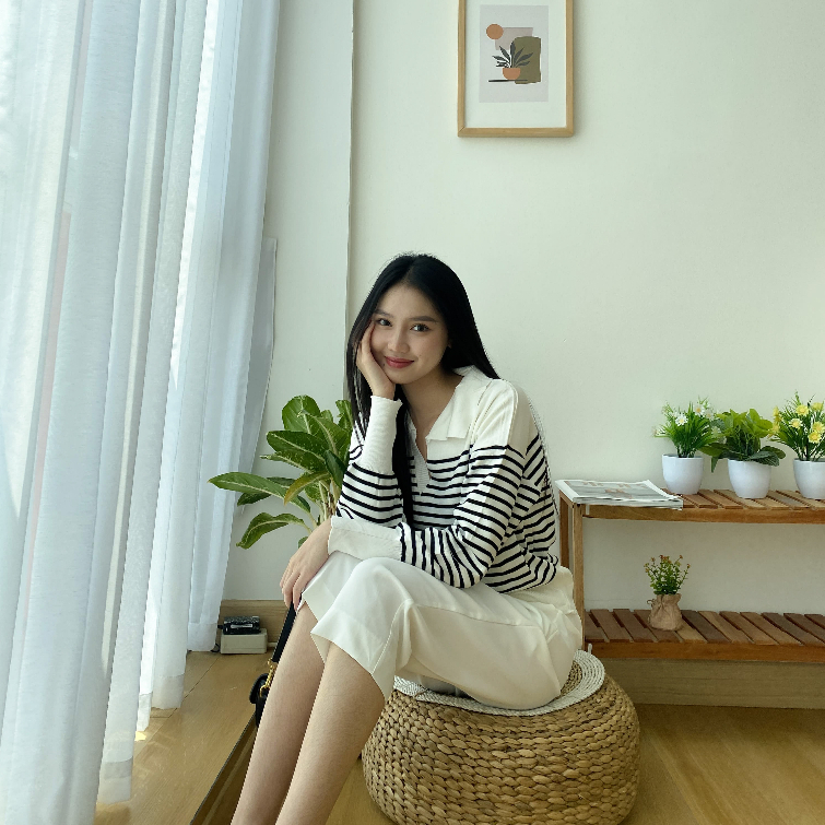 Gwenny Sweater - Casual Top - Sweater Stripes - Korean Style