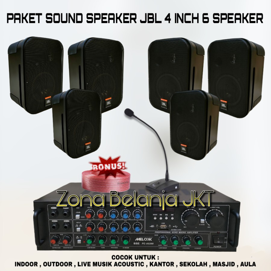 PAKET SOUND SYSTEM CAFE AULA KANTORAN SPEAKER JBL CONTROL 4 INCH 6 TITIK ( SET 2 )