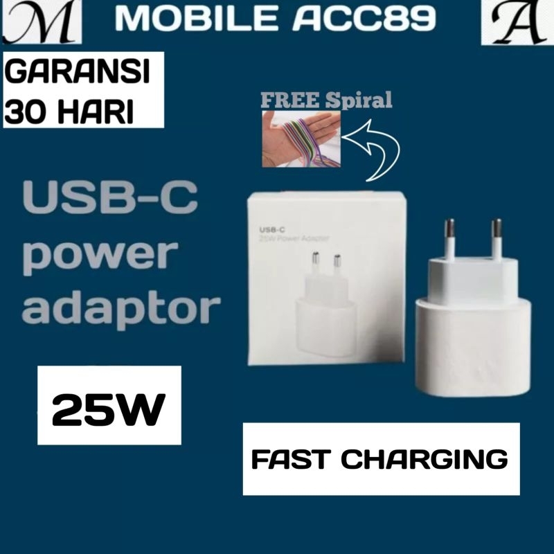 Adaptor Iphone  USB-C 25W / 20 Watt kepala Adapter Charger / Kabel USB-C For IPH Fast Charging Original