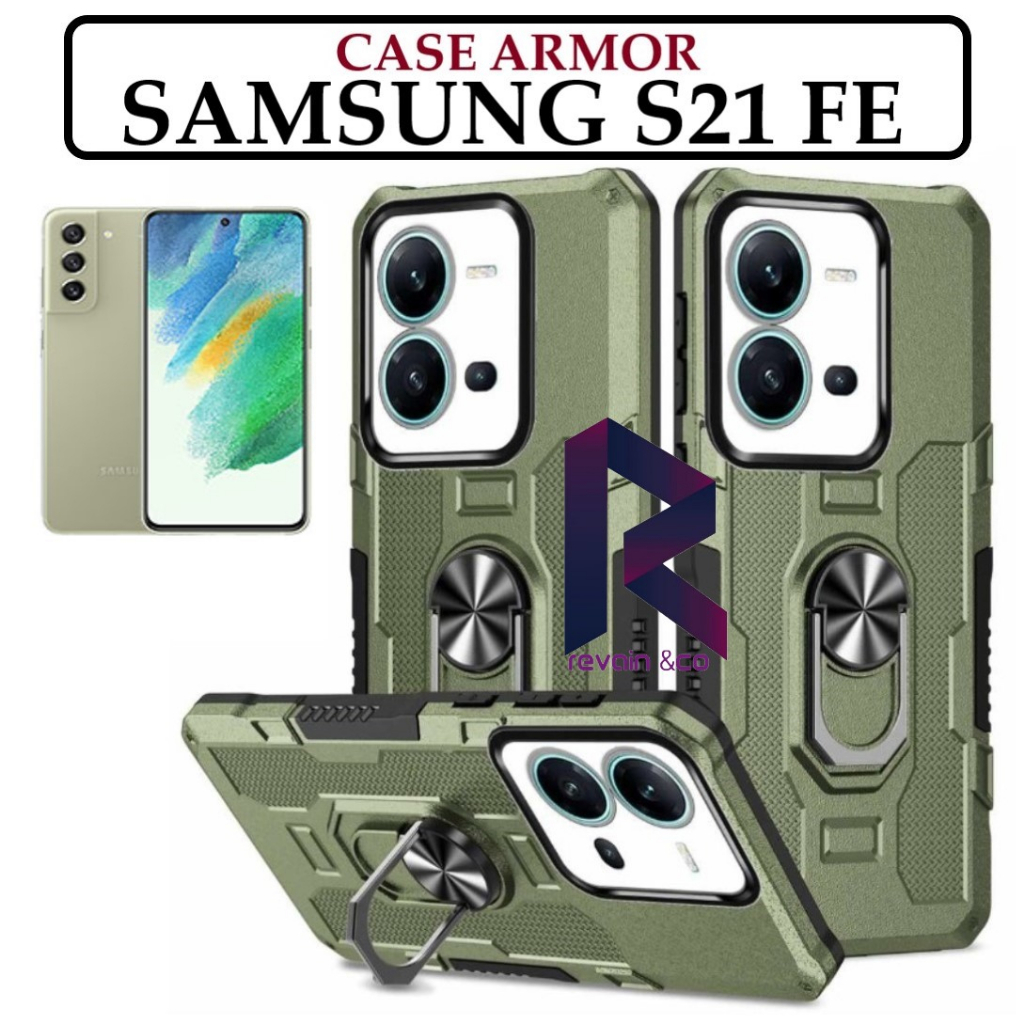 Case Armor SAMSUNG GALAXY S21 FE Iring Cincin Magnetic Kesing Hp Protect kamera Premium Hard Case Standing Robot Pelindung Kamera