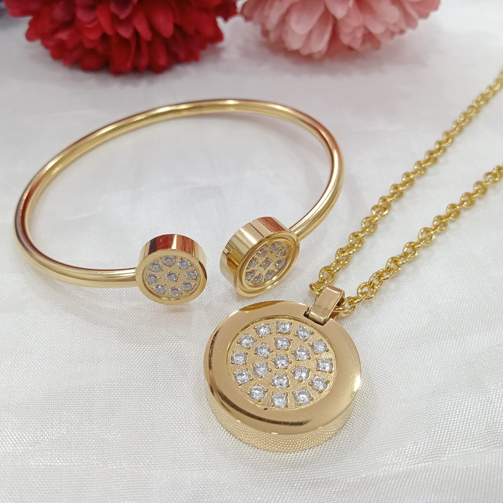 Set Kalung Kesehatan - Set Kalung Quantum Pendant - Gelang Kesehatan Gold - Gelang Quantum Pendant