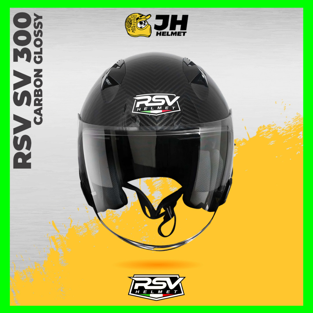 Helm RSV SV 300 Solid Carbon Glossy | Helm Half Face | Double Visor | JUAL HELM