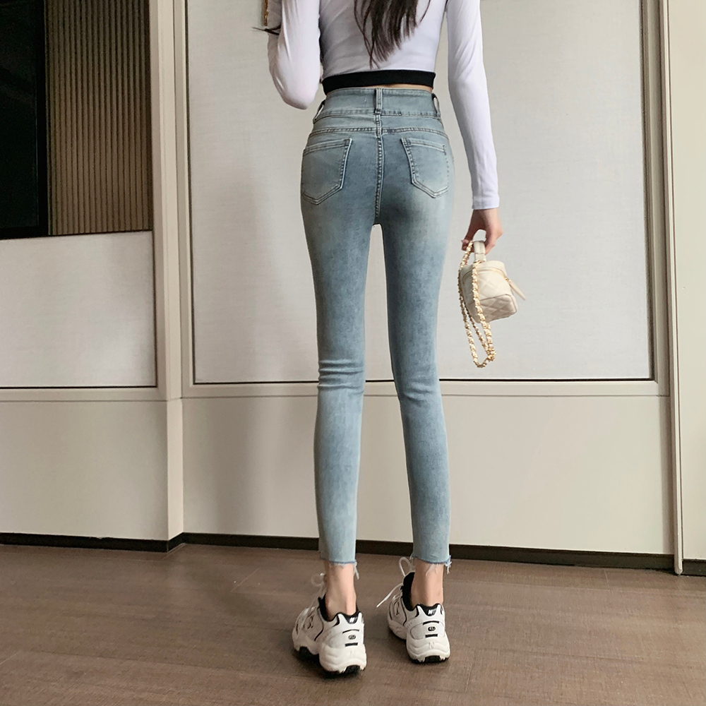 Korean Style Celana Jeans High Waist Slimfit Cewek Celana Jeans Wanita Kekinian