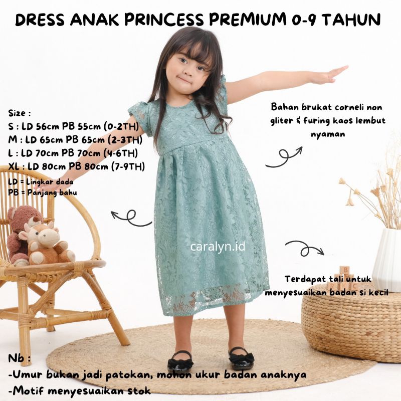 PREMIUM DRESS BRUKAT PESTA CANTIK ANAK PRINCESS 0-9 TAHUN PAUD SD