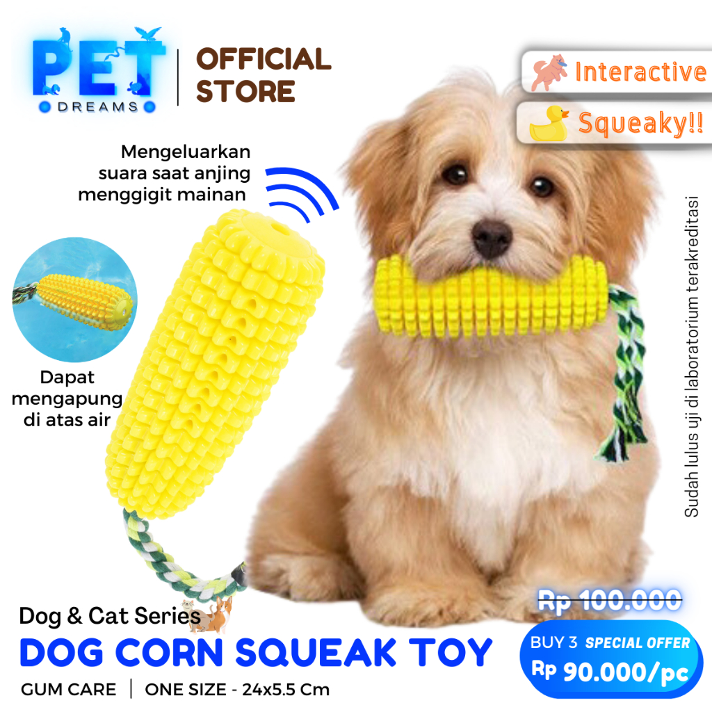 MAINAN ANJING JAGUNG GIGIT BUNYI TALI GIGITAN PEMBERSIH GIGI DOG PUPPY CHEW ROPE DENTAL TOY