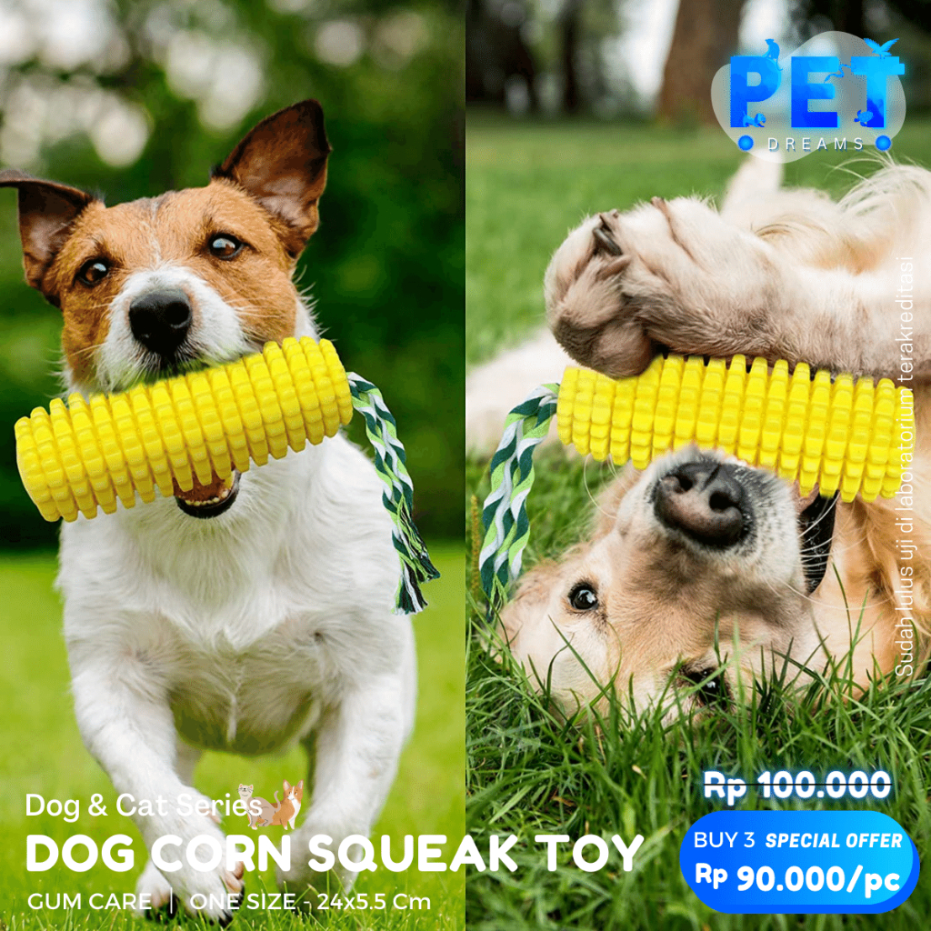 MAINAN ANJING JAGUNG GIGIT BUNYI TALI GIGITAN PEMBERSIH GIGI DOG PUPPY CHEW ROPE DENTAL TOY