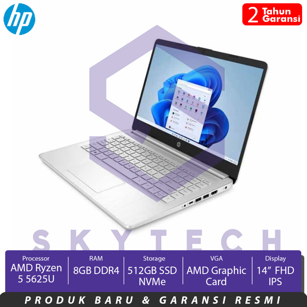 LAPTOP HP 14s FQ2002AU AMD RYZEN 5 5625U RAM 8GB SSD 512GB FREE WINDOWS 11 OFFICE HOME STUDENTS 2021