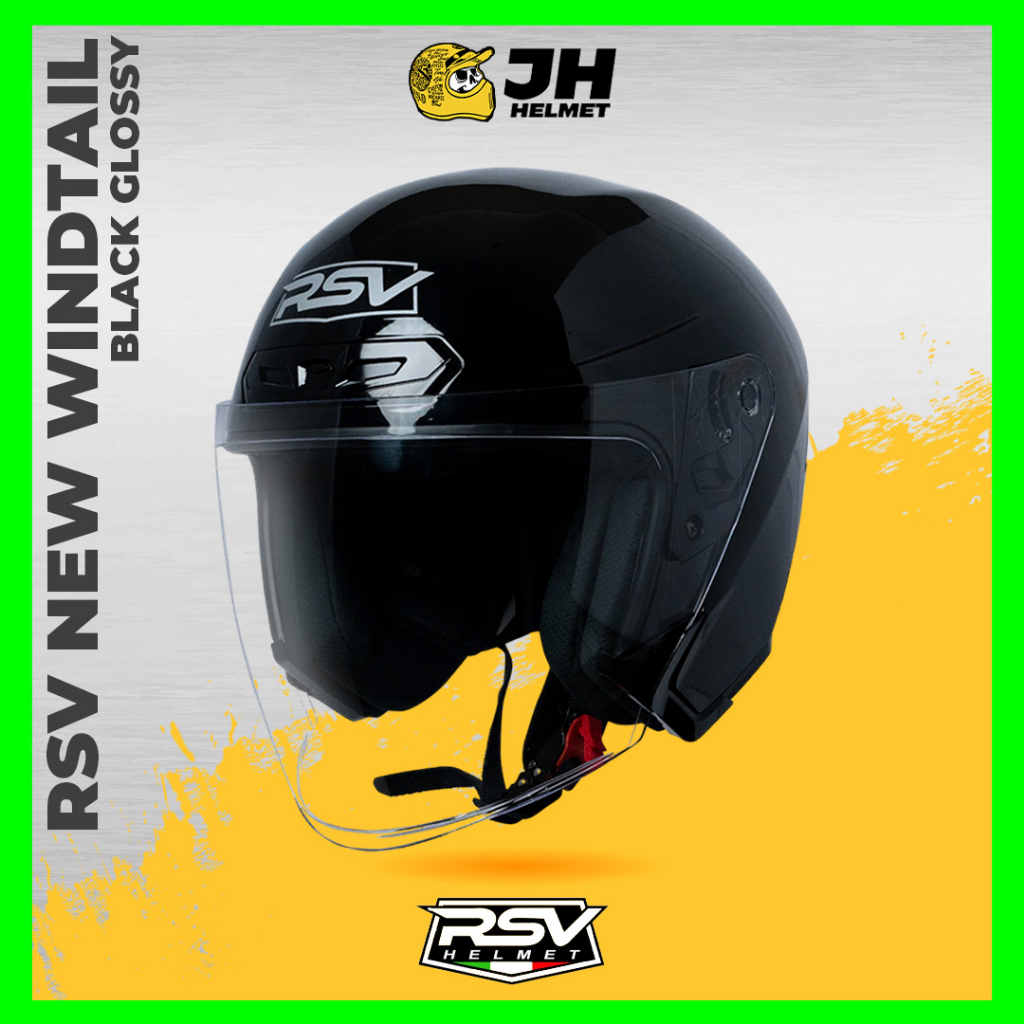 Helm RSV Windtail Solid Black Glossy | Helm Half Face | JUAL HELM