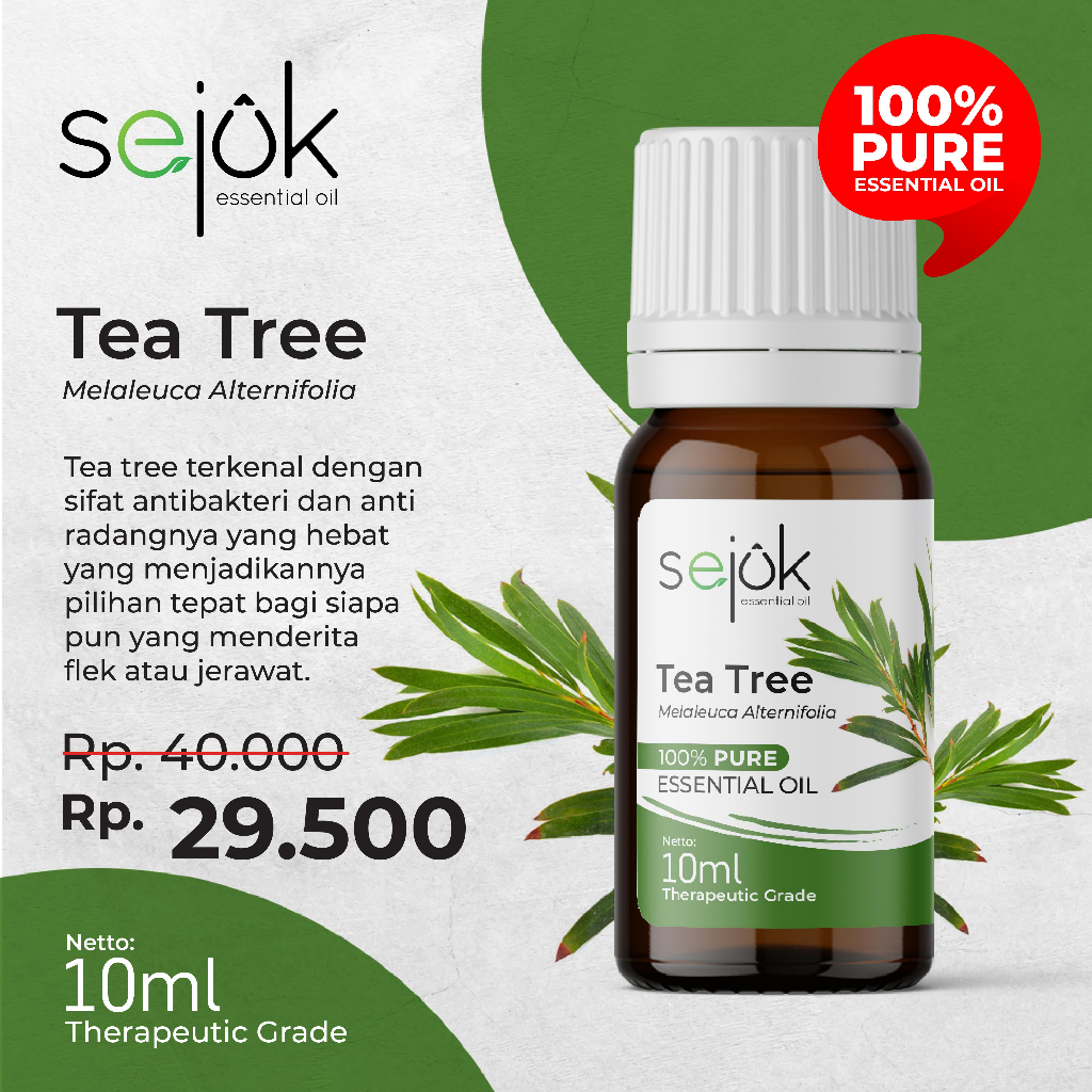 Sejuk Tea Tree Essential Oil / Minyak Aromaterapi Pure 100% - 10 ml
