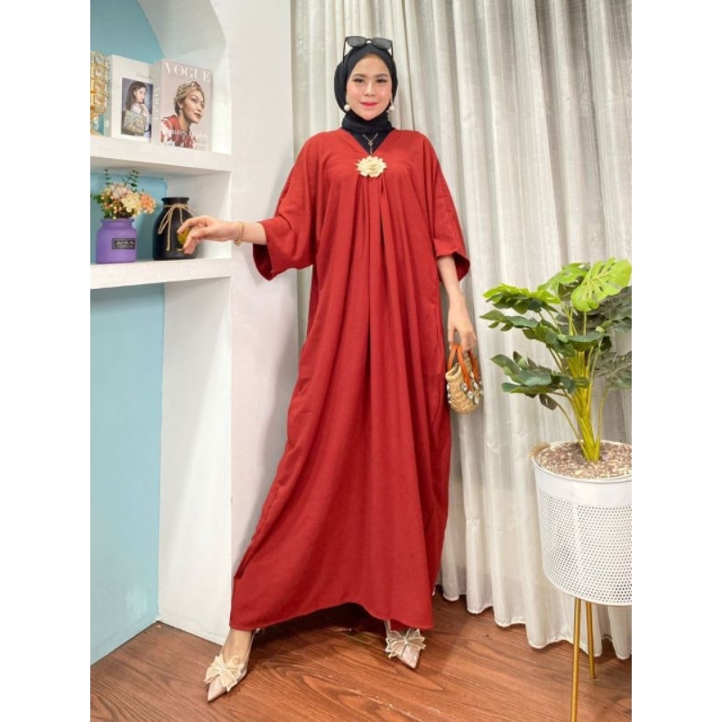 Gamis Kaftan Bunga Crinkle Airflow
