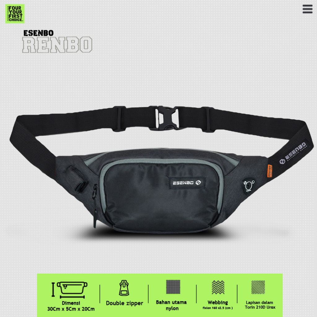 ESENBO Renbo - Tas Pria Waistbag Premium Tas Original Ori
