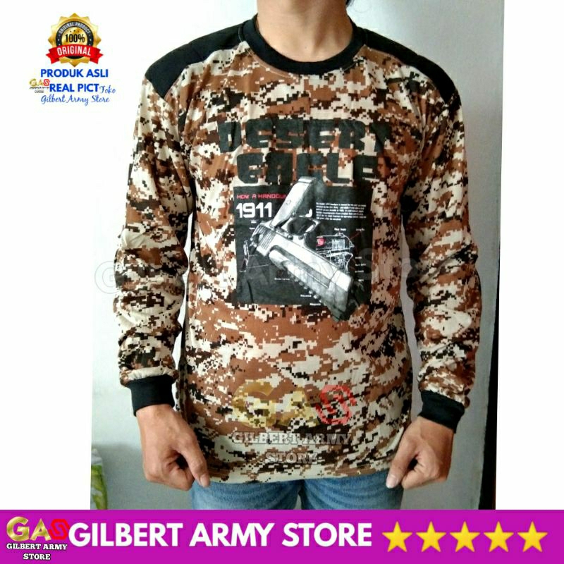 GILBERT ARMY STORE Kaos Loreng Lengan Panjang Gambar Digital Desert Gurun Terbaru