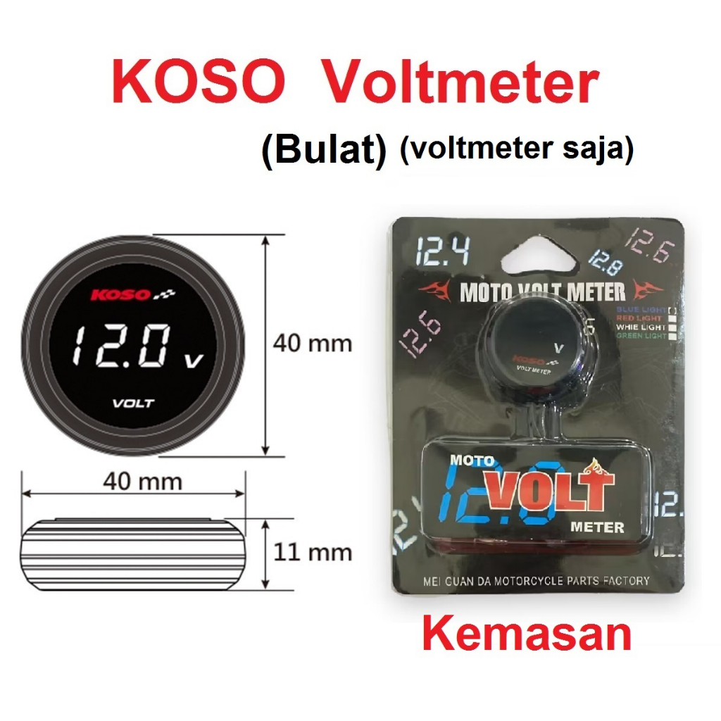Voltmeter Koso 3 In 1 USB Charger Universal SEMUA MOTOR Anti Air Original Termometer Digital Jam Suhu Tegangan Aki Vario Pcx Ninja Cbr Vixion Scoopy Cb Gl Rx King R25