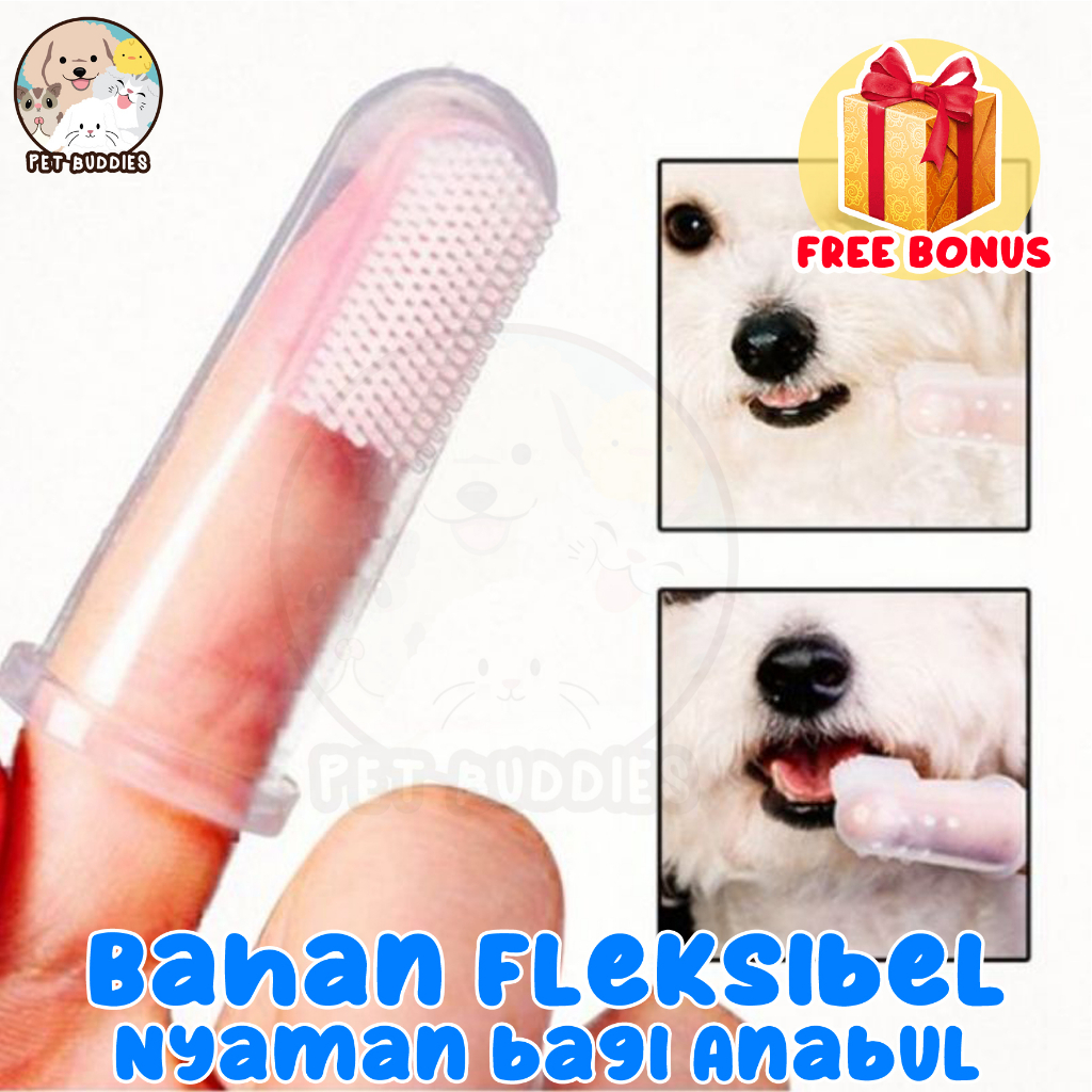 Sikat Gigi Jari Anjing/Kucing Silikon Pet Finger Toothbrush