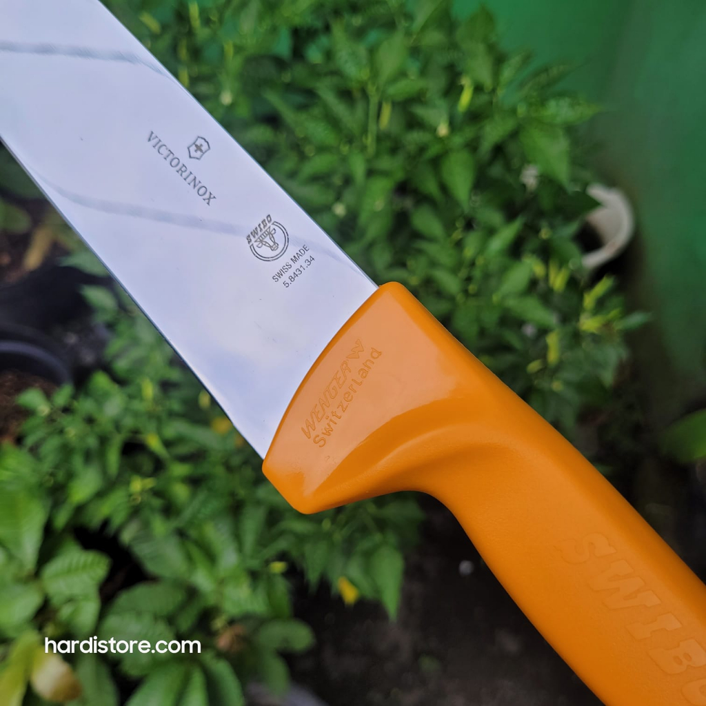 ID PISAU SEMBELIH LURUS 34 CM VICTORINOX SWIBO BUTCHER KNIFE 5.8431.34 MIRROR STRAIGHT ORIGINAL