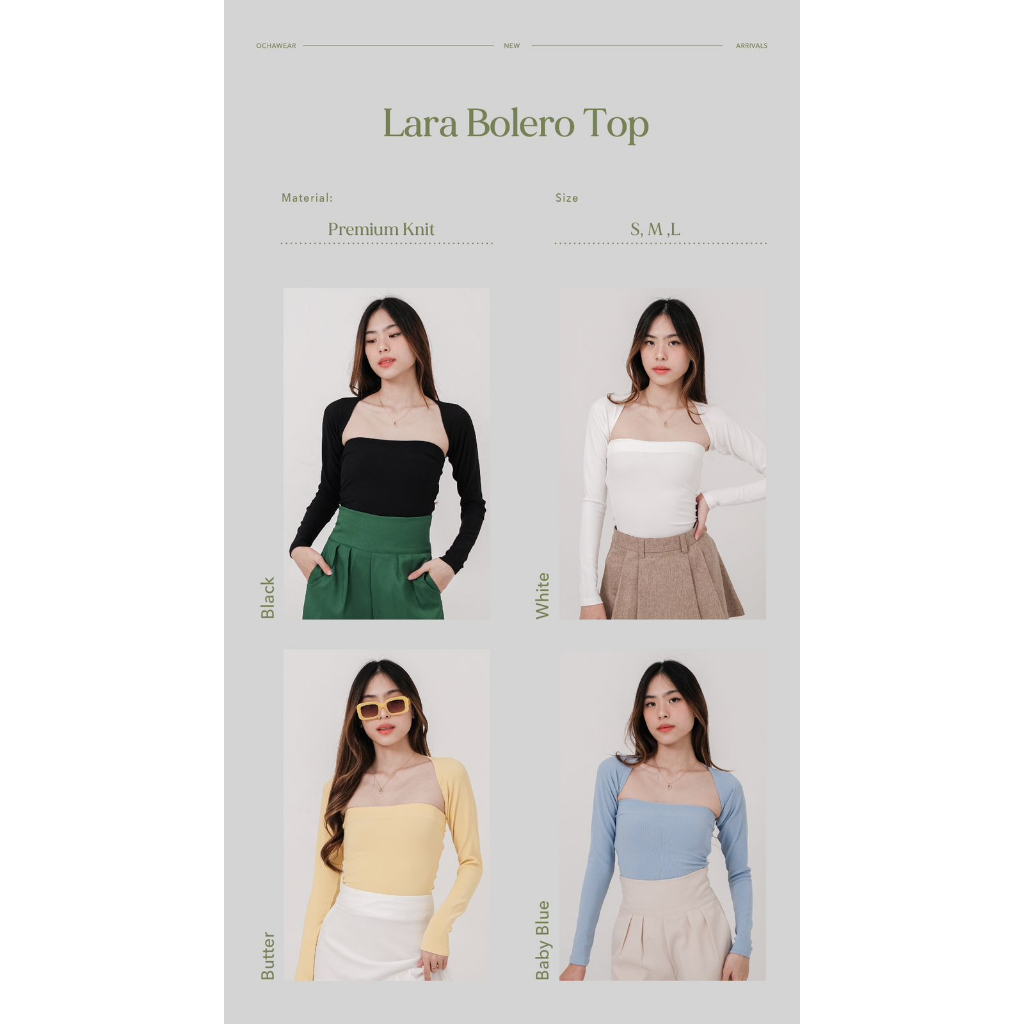 Lara Bolero Top -- Ocha Wear | Two Piece Long sleeve Premium Knit Set | Tanktop Cardigan Sweater | Pakaian Basic Wanita | Atasan Berlengan Panjang