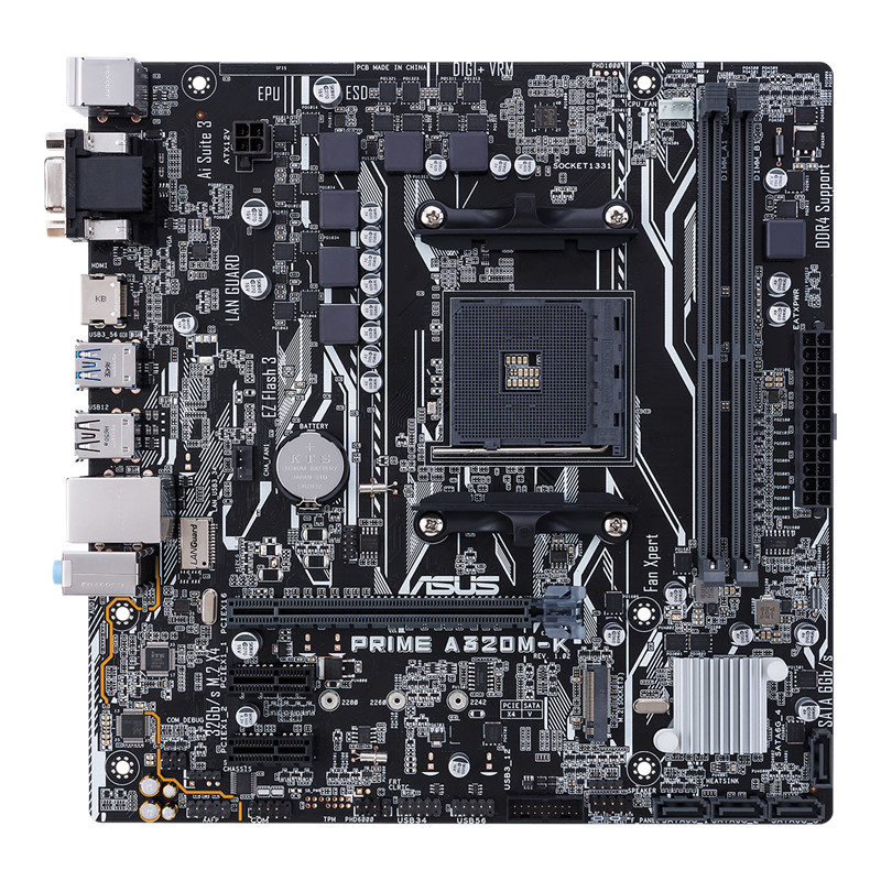 MOTHERBOARD ASUS PRIME A320M-K / A320 M K (AMD AM4, A320, DDR4) GARANSI RESMI 3 TAHUN