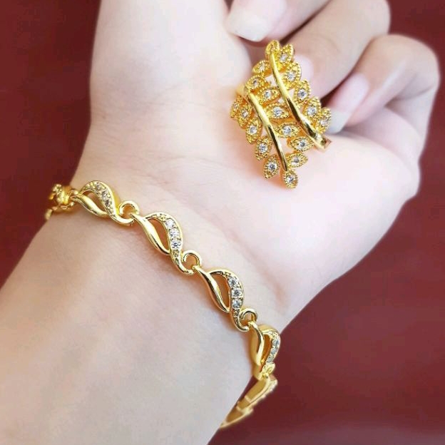 Xuping gelang dan cincin lapis emas 24k 807h