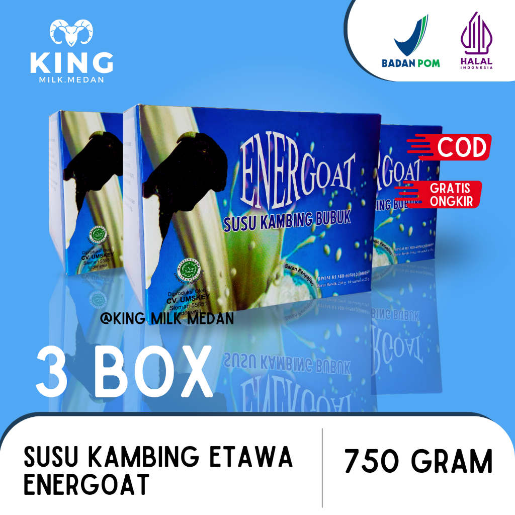 

3 box Energoat - Susu kambing Bubuk Etawa Original Atasi Sesak Nafas Sakit Lutut dan Nyeri Sendi seperti produk Super Goat Etawalin Etawaku Platinum Sr12 Gomars Provit Hni Herba Wight Supergoat Medan di