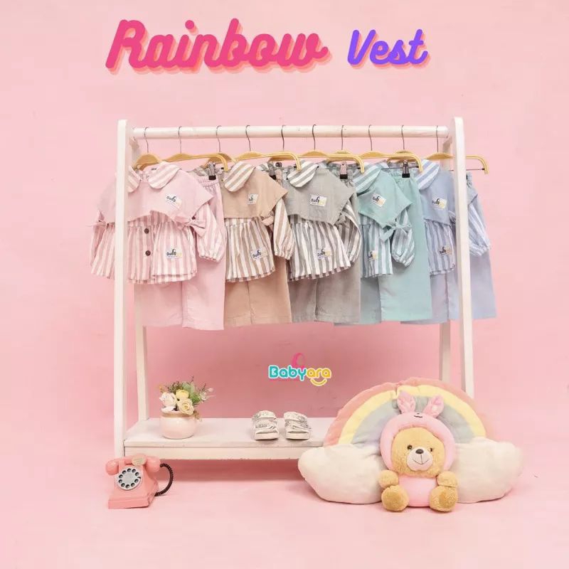 Setelan anak Rainbow Vest Original by Babyara | Setelan Anak | Baju muslimah anak | Gamis Anak