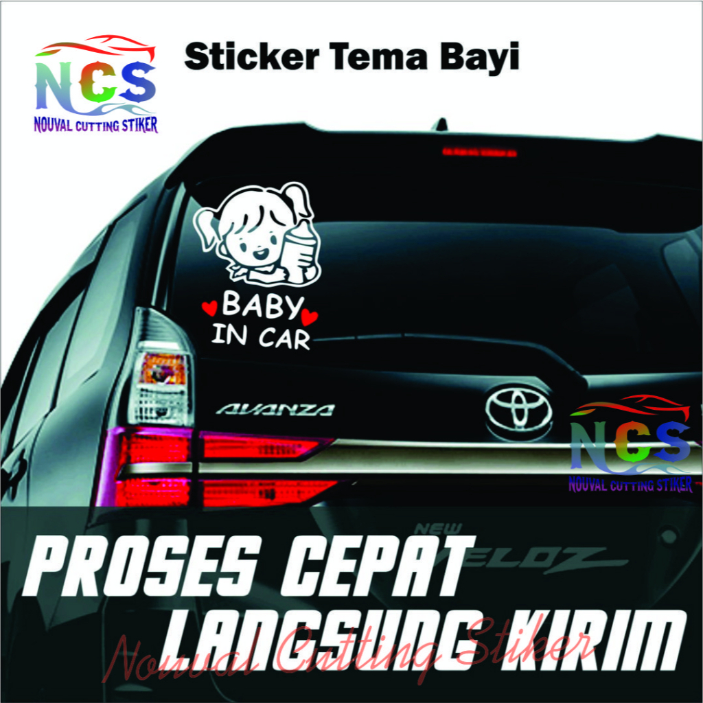 Cutting stiker kaca belakang mobil gambar baby / bayi lucu
